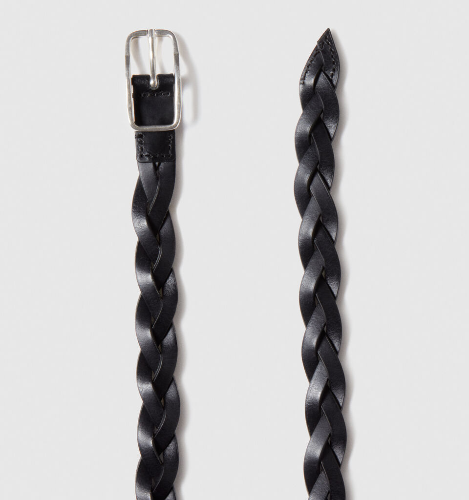 Woven leather belt - men's belts - Black | Sisley image number 2